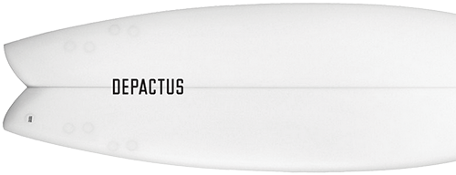 Depactus branded surfboard