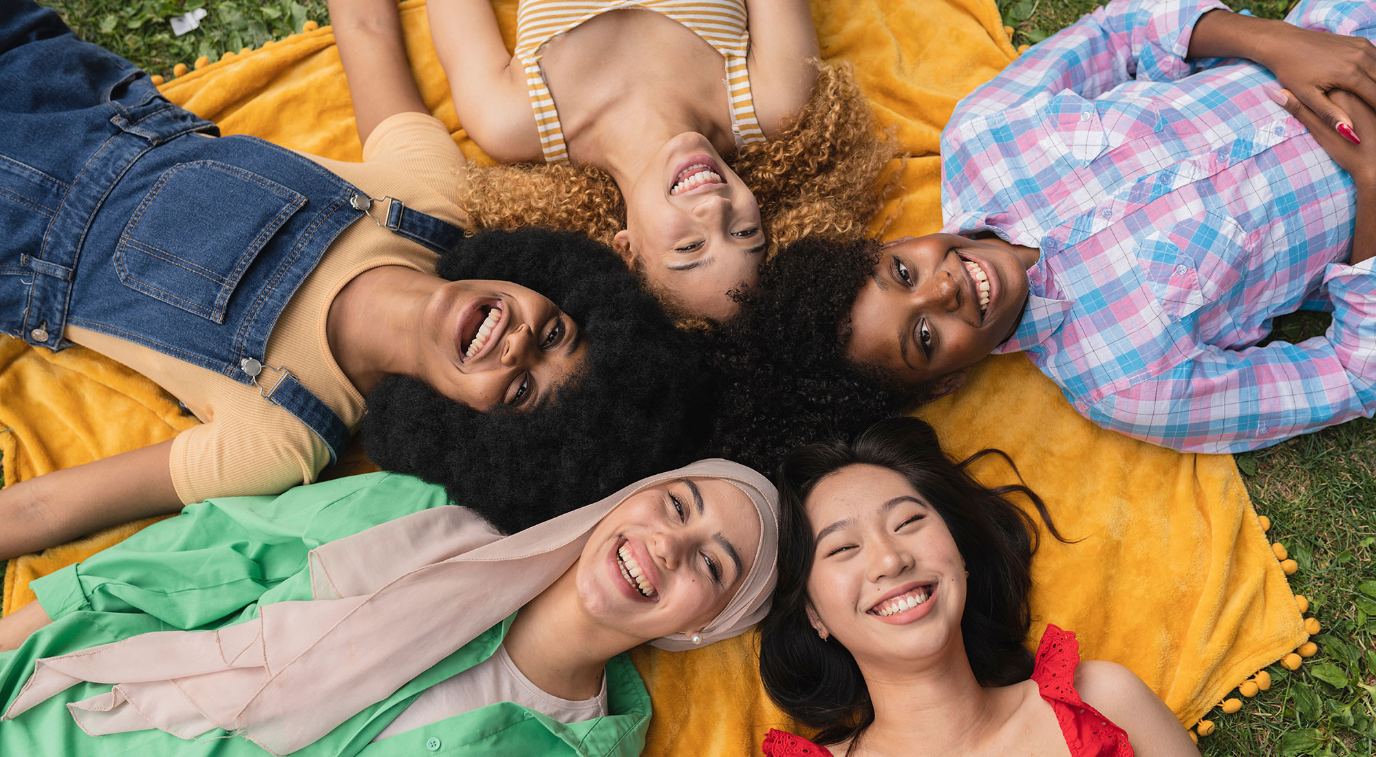 Teen girls smiling happily